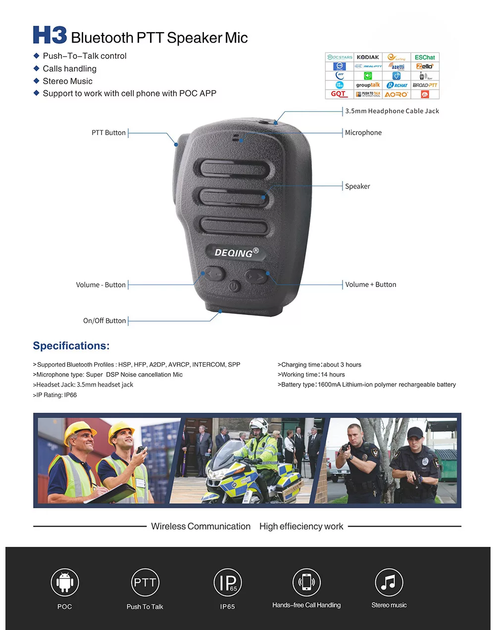 Dellking H3 Remote Speaker Microphone