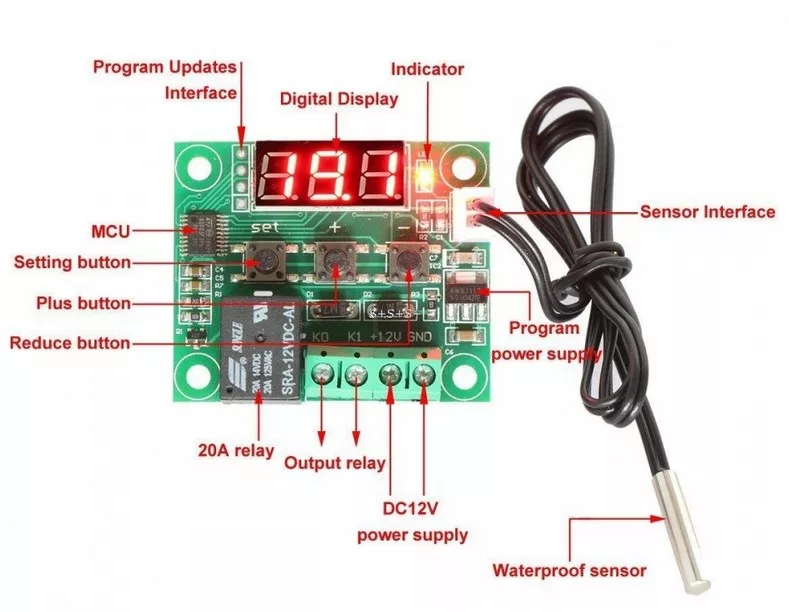 DC12V Θερμοστάτης Ελεγκτής Θερμοκρασίας W1209