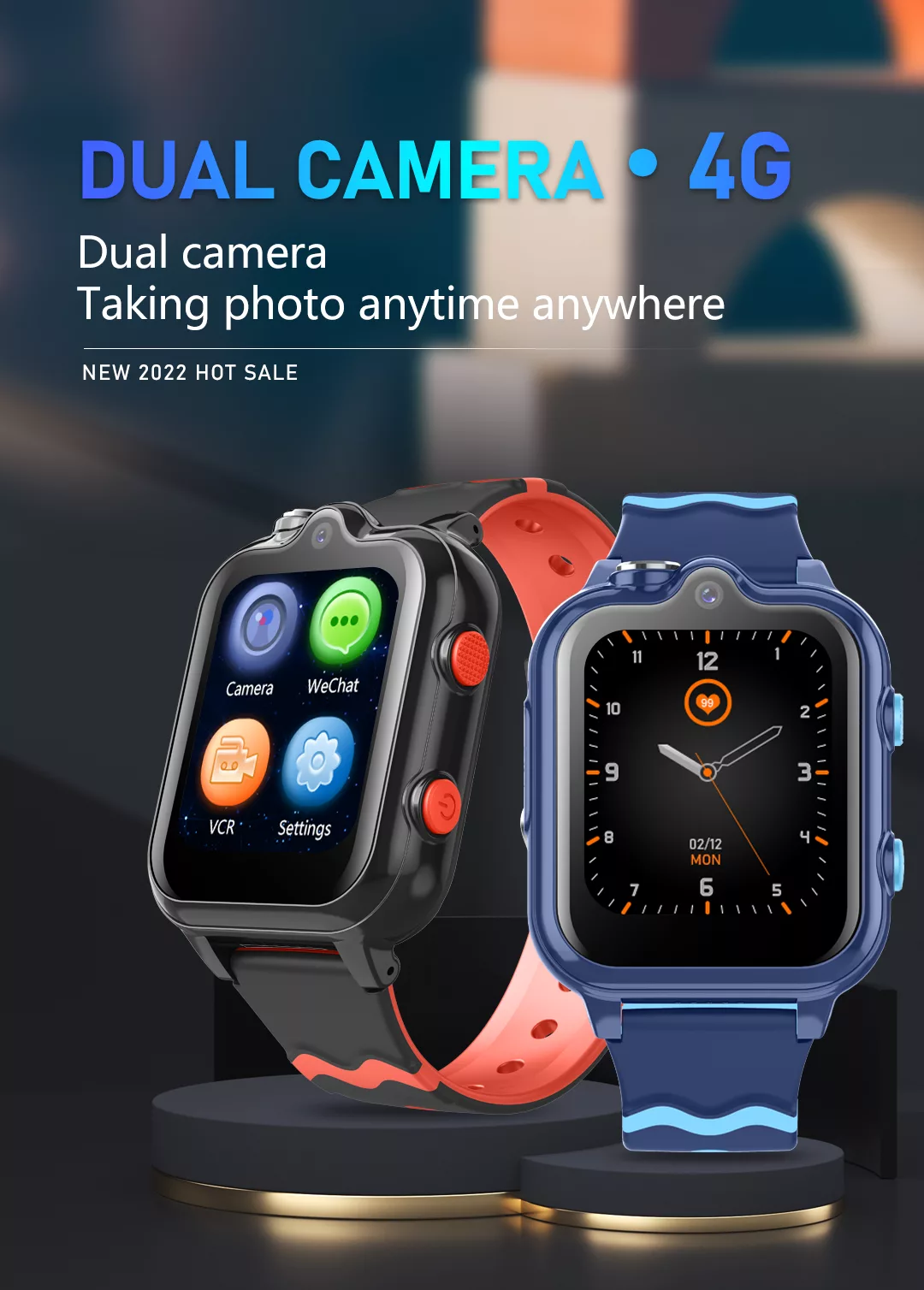 Wonlex KT18 Android 8.1 4G παιδικό smartwatch με 2 κάμερες / GPS/ SOS/ βιντεοκλήση- WiFi- Bluetooth (ροζ χρώμα)