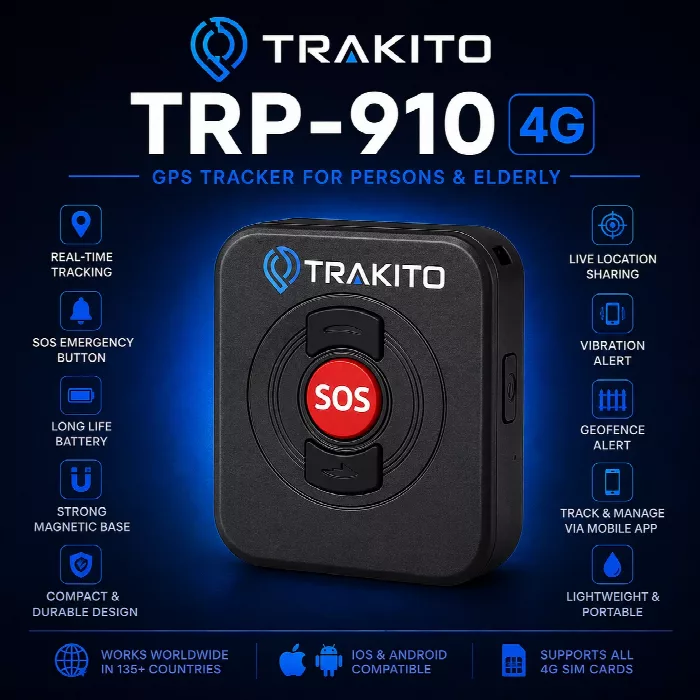 TRAKITO™ TRP-910 GPS/LBS/WiFi/SOS tracker με ενσωματωμένη SIM κάρτα