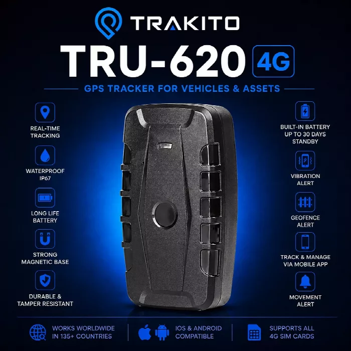 TRAKITO™ TRU-620 Φορητό GPS Tracker με ενσωματωμένη SIM κάρτα