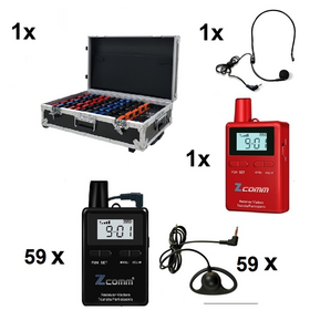 ZP-60 Σετ Ξενάγησης Zcomm | Βαλίτσα με 59 Δέκτες ZC-300 & 1 Πομπό ZC-400