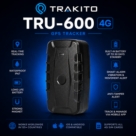 TRAKITO™ TRU-600 Φορητό GPS Tracker με ενσωματωμένη SIM & 1 μήνα ΔΩΡΕΑΝ συνδρομή