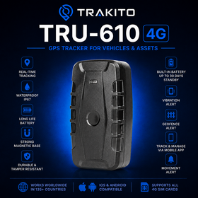 TRAKITO™ TRU-610 Φορητό GPS Tracker με ενσωματωμένη SIM & 1 μήνα ΔΩΡΕΑΝ συνδρομή