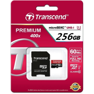 Transcend microSD κάρτα μνήμης 256GB Class 10 με SD adapter
