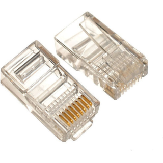 Βύσμα RJ-45 male Cat5e διάφανο συσκευασία 50τμχ