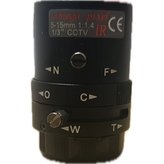 CCTV LENS MegaPixel,IR,Aspheric,Multi-point Zoom,5-15mm,Manual  Iris, F1.4,CS Mount, 1/3"