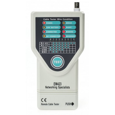 (E-Sun EM423) Cable tester RJ-45, RJ-11, BNC, USB w/external terminator